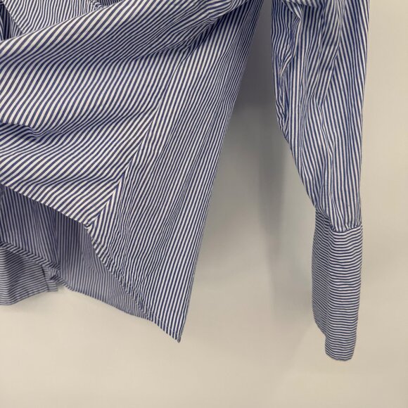 Romeo Juliet Striped Off-Shoulder Blouse Tie Waist & Bell Sleeves size large - Picture 8 of 9